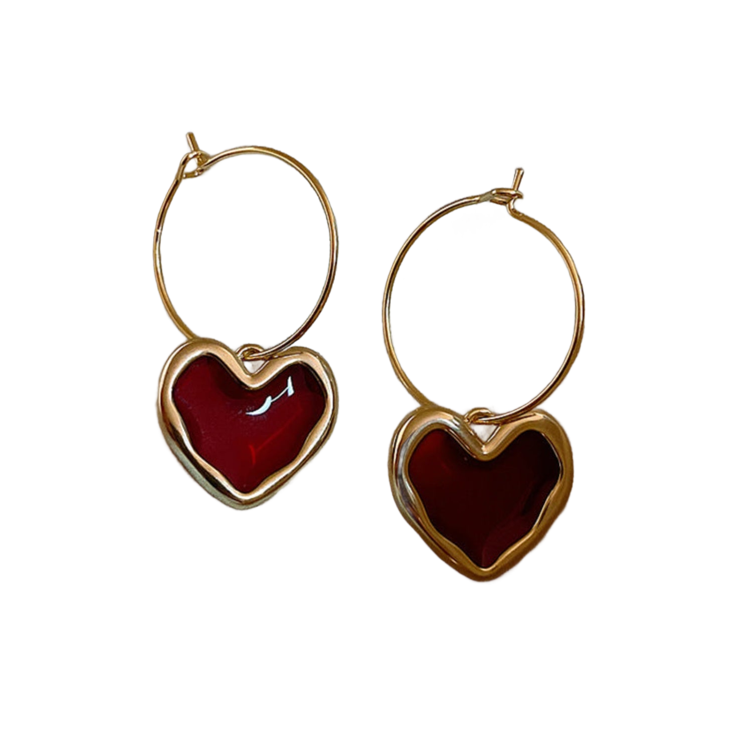 Mystical Red Heart Hoop Earrings JLT11627
