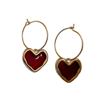 Mystical Red Heart Hoop Earrings JLT11627