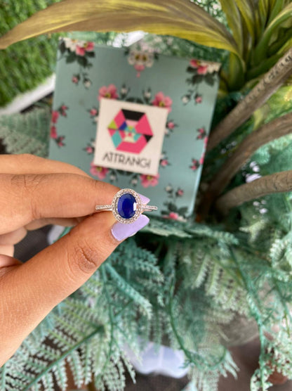 Oval Solitaire Coloured Stone Ring - Attrangi