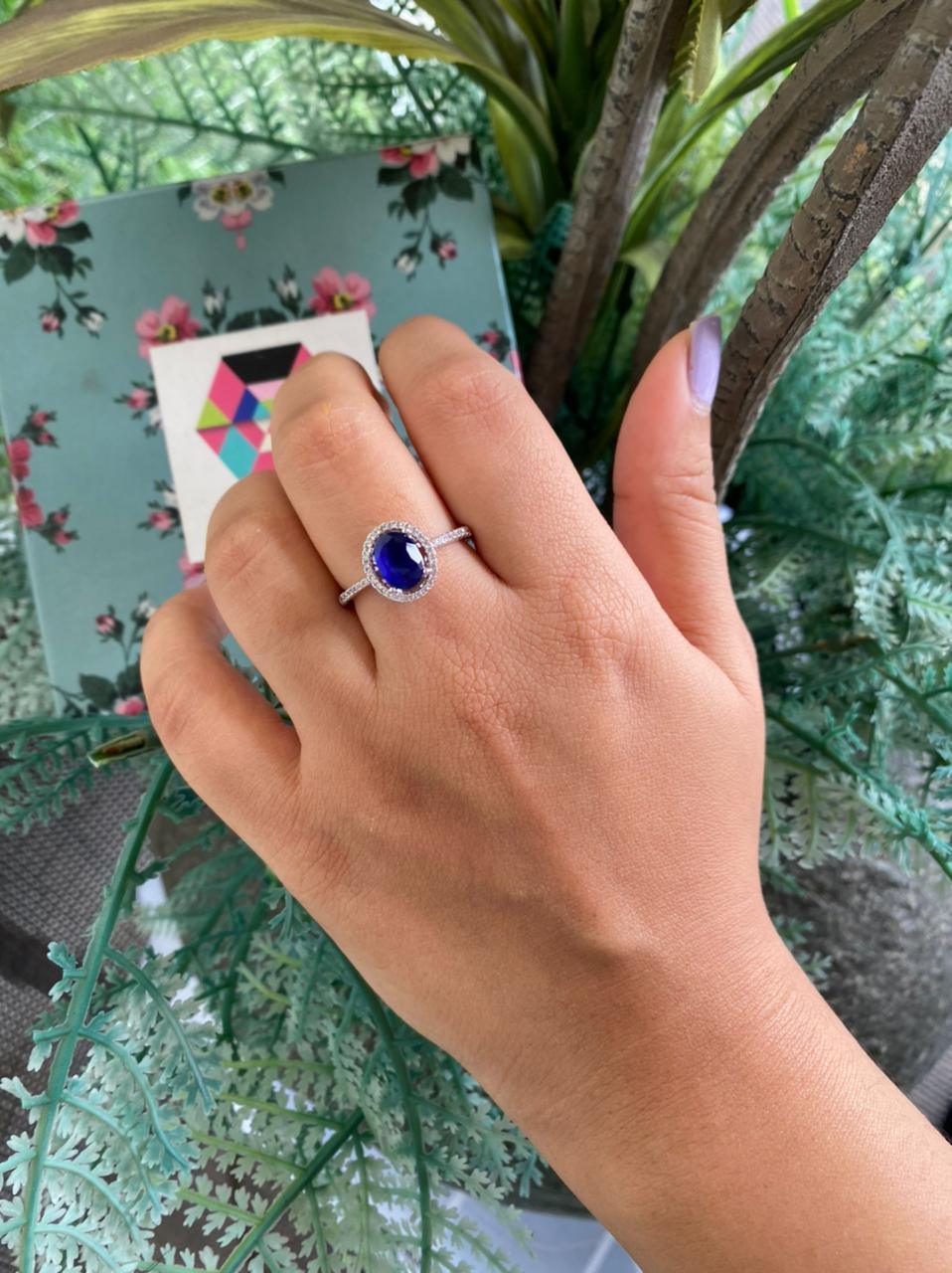 Oval Solitaire Coloured Stone Ring - Attrangi