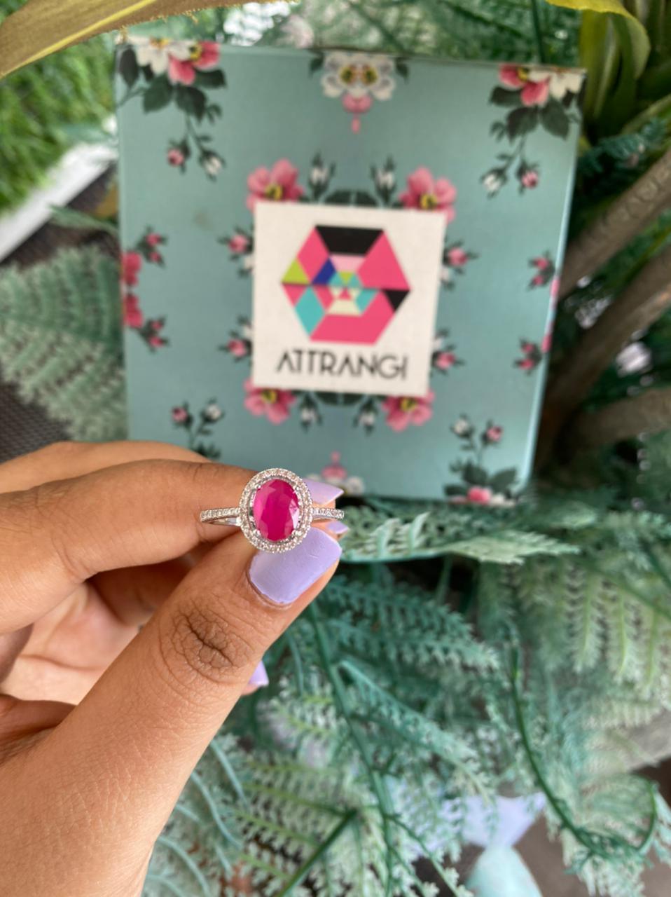 Oval Solitaire Coloured Stone Ring - Attrangi