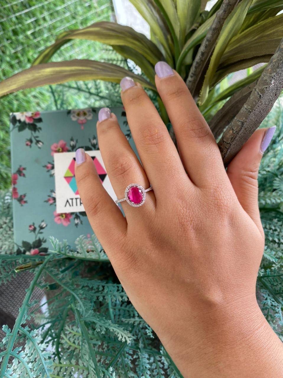 Oval Solitaire Coloured Stone Ring - Attrangi