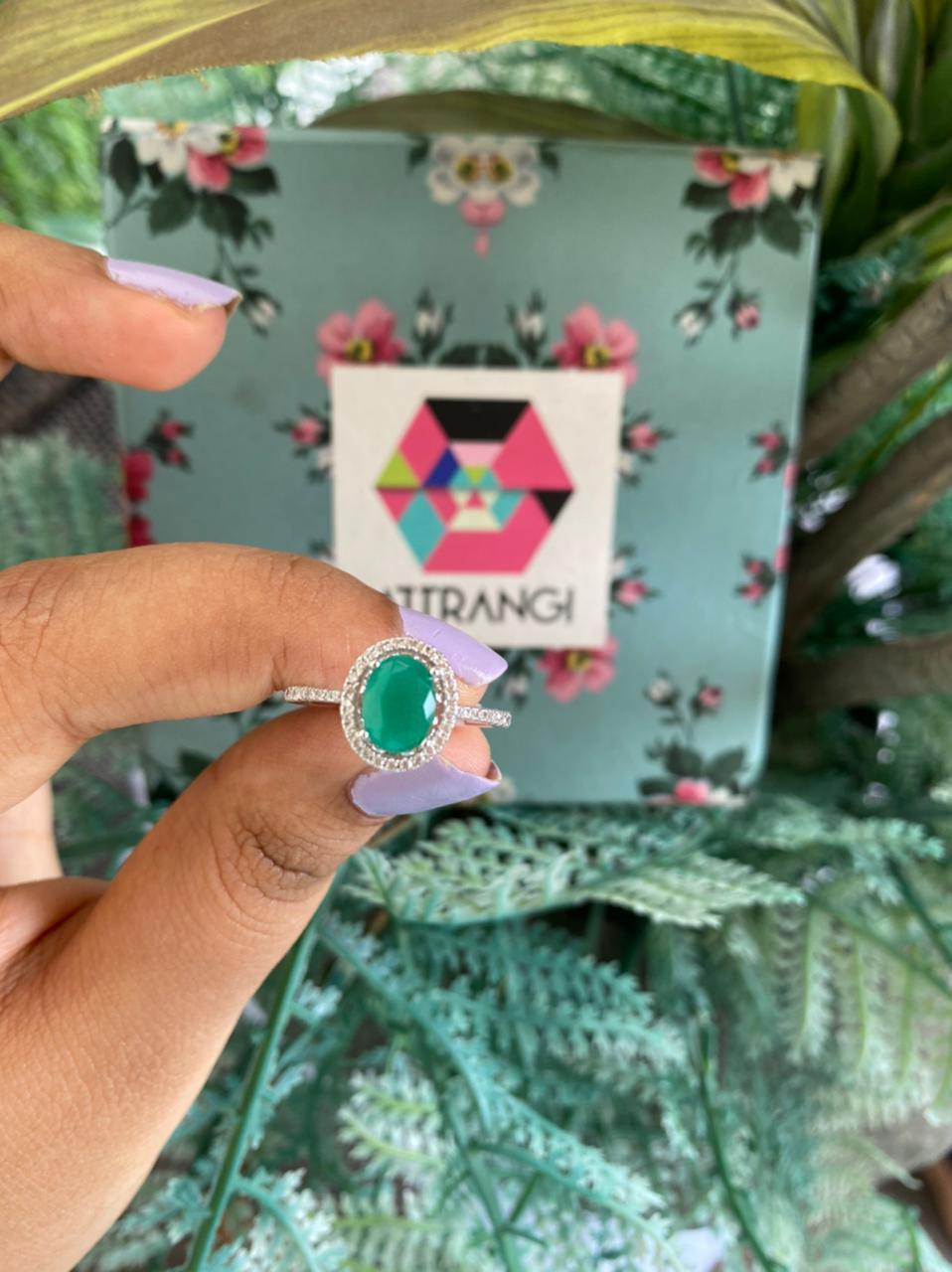 Oval Solitaire Coloured Stone Ring - Attrangi