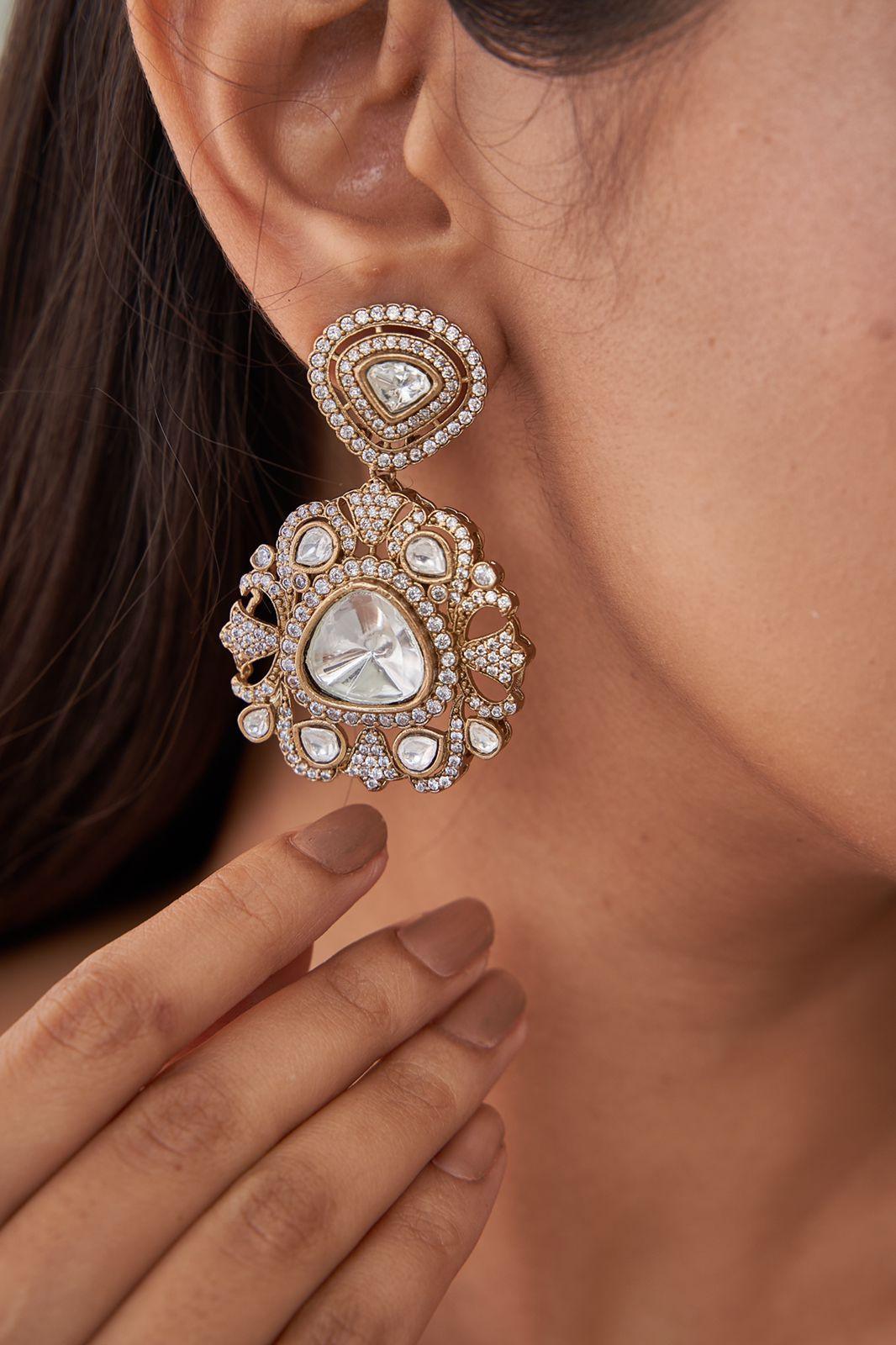 Parineeti Polki Maangtika & Earring Set - Attrangi