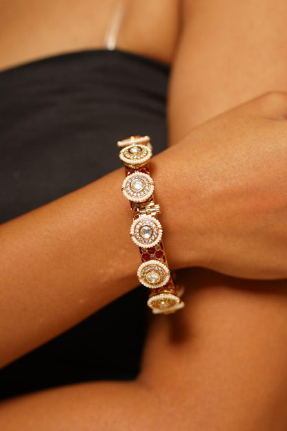 Pattabi Gokhru Meenakari Gold Kada Bangle - Attrangi