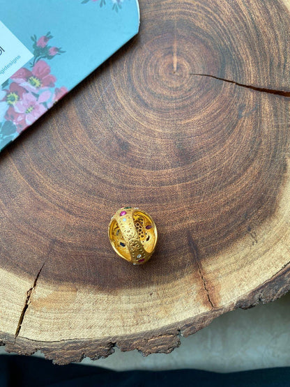 Pavani Polki Moissanite Navratna Indian Ring - Attrangi