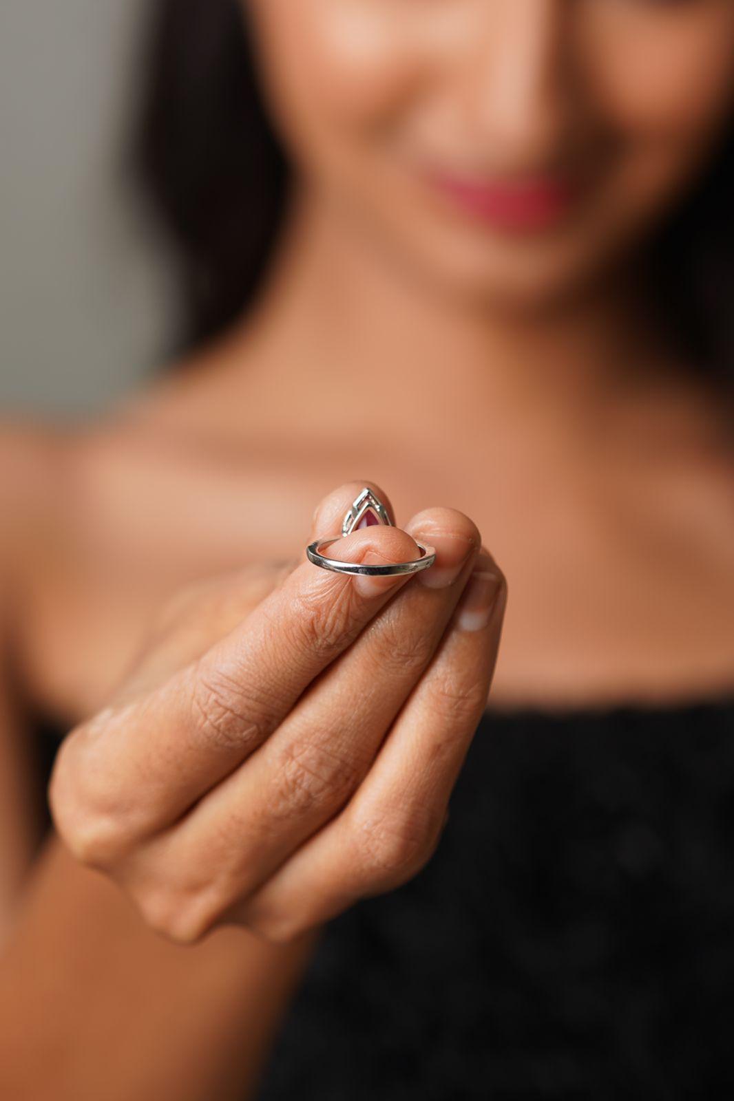 Pear Shaped Colored Solitaire Ring - Attrangi