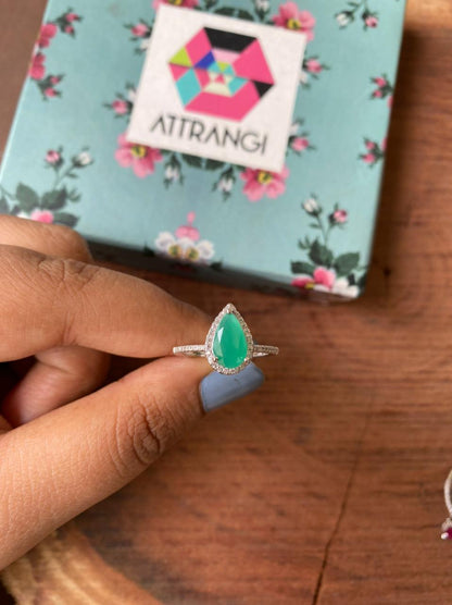 Pear Shaped Colored Solitaire Ring - Attrangi