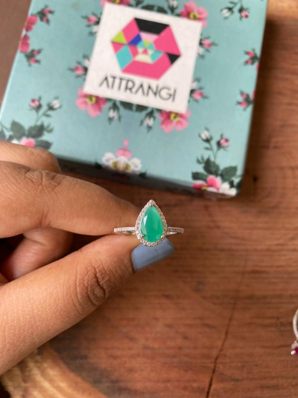 Pear Shaped Colored Solitaire Ring - Attrangi