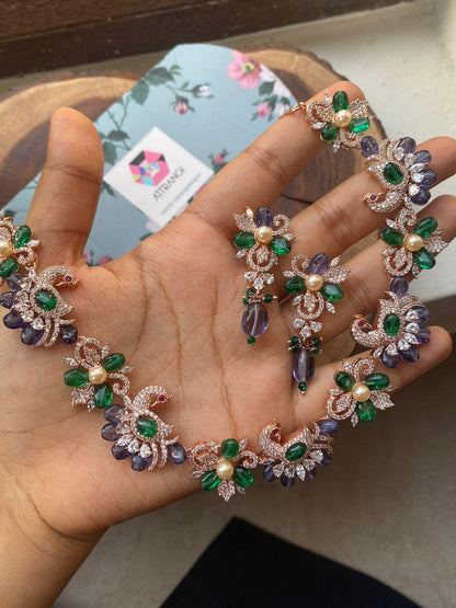 Periwinkle Pastel Royal Crystal Diamond Set | LalaLand Collection - Attrangi