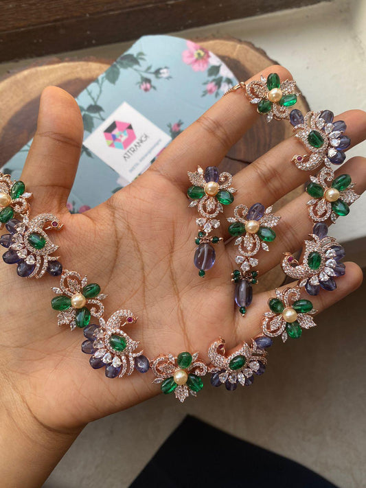 Periwinkle Pastel Royal Crystal Diamond Set | LalaLand Collection - Attrangi