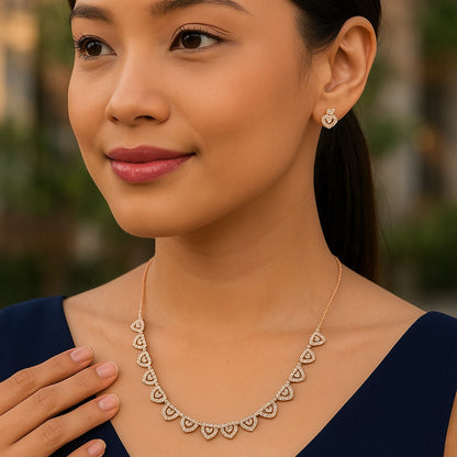 Rose Gold Plated AD Stone Jewelry Set for Women | Special Occasions, Wedding, Engagement, Dating | Anti Tarnish | Gift for Her