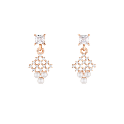 Rose Gold Plated Pearl Drop Earrings