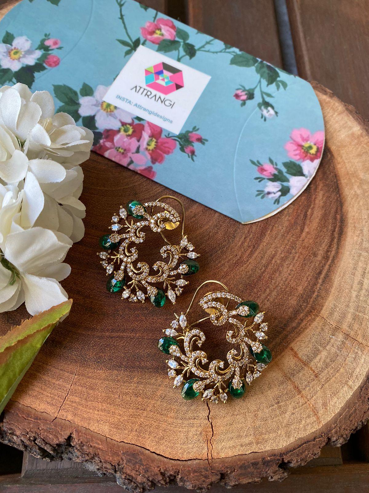 Rabiya Indo Western Studs | Antique Gold - Attrangi
