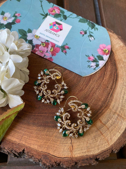 Rabiya Indo Western Studs | Antique Gold - Attrangi