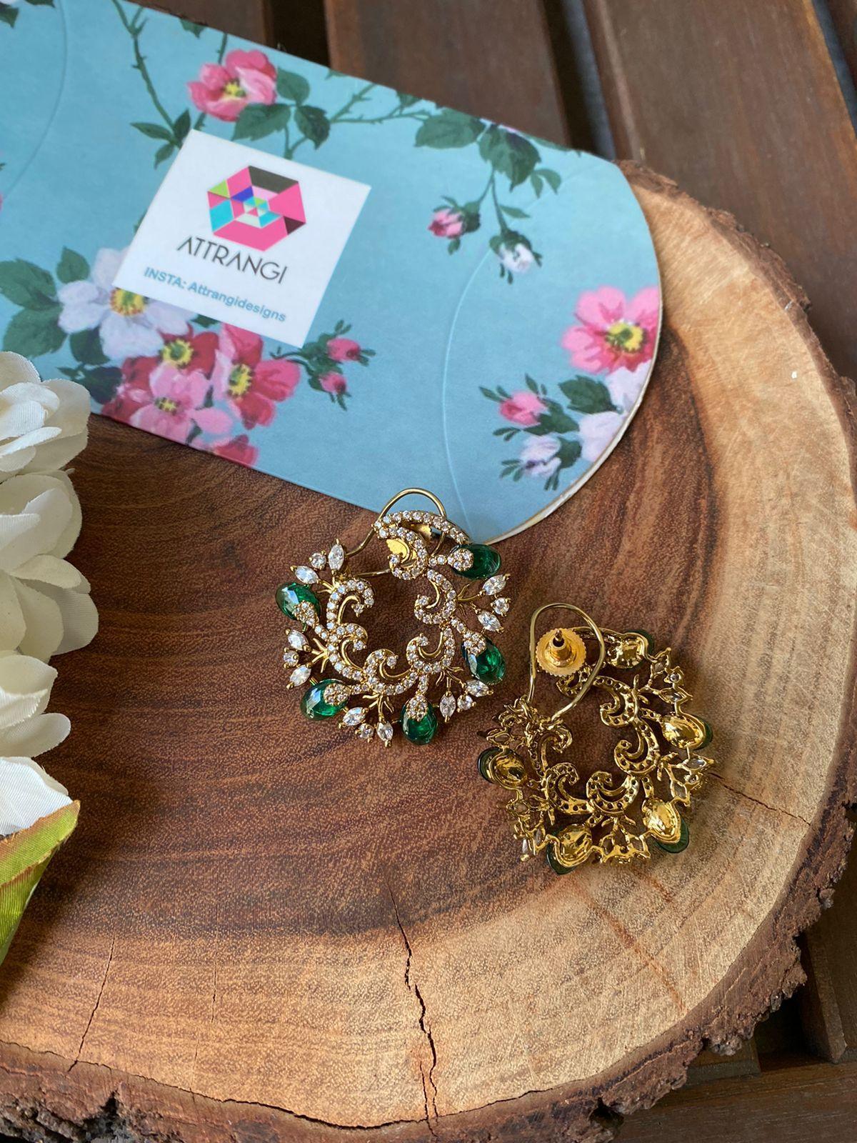 Rabiya Indo Western Studs | Antique Gold - Attrangi