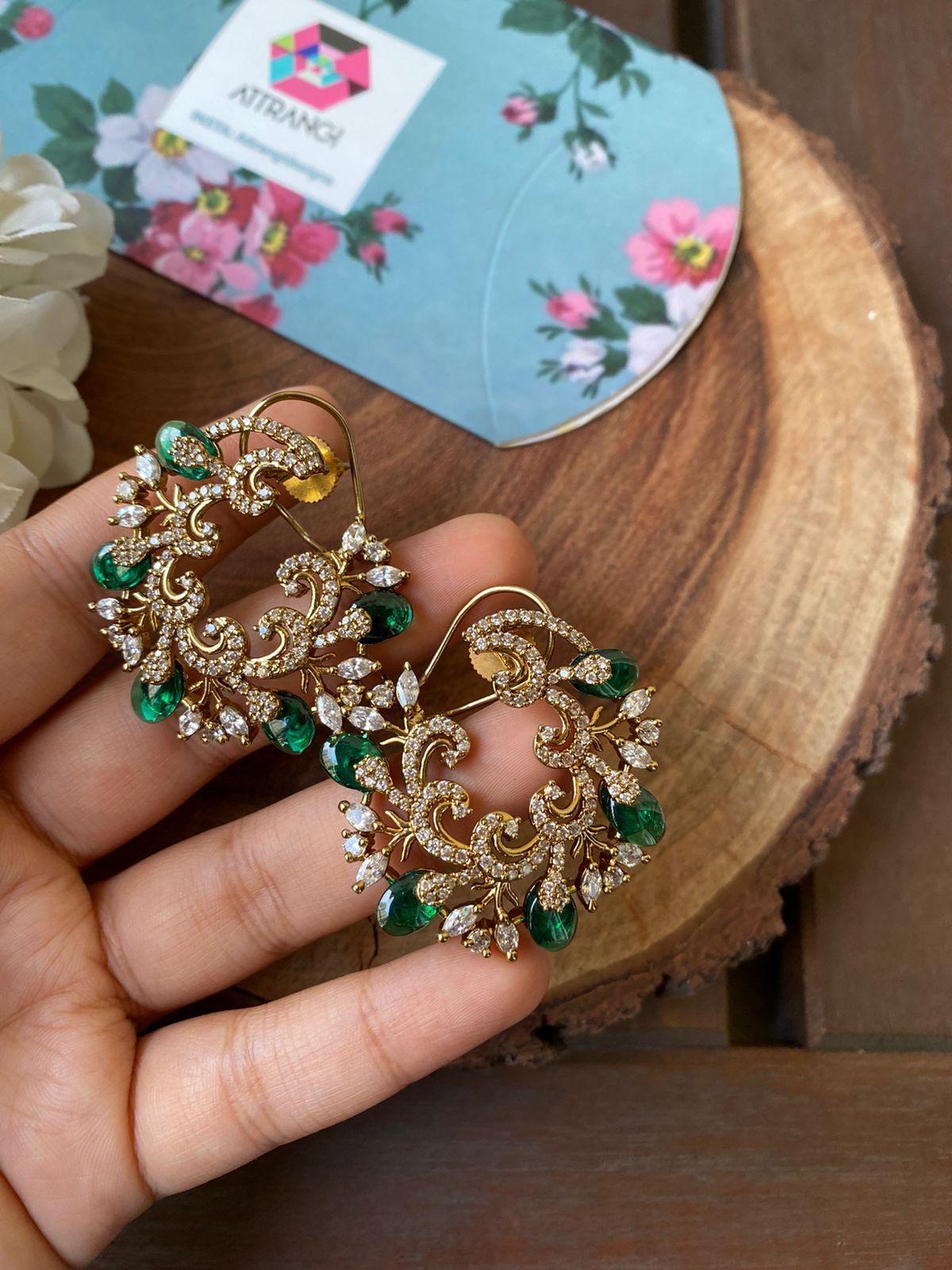 Rabiya Indo Western Studs | Antique Gold - Attrangi