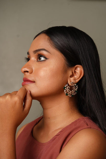 Rabiya Indo Western Studs | Antique Gold - Attrangi