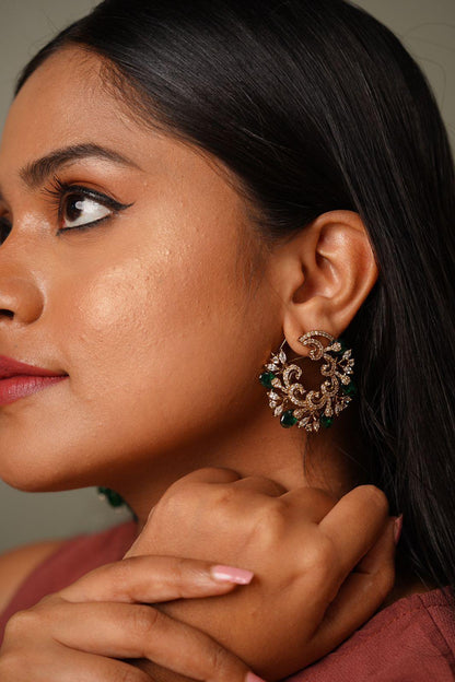 Rabiya Indo Western Studs | Antique Gold - Attrangi