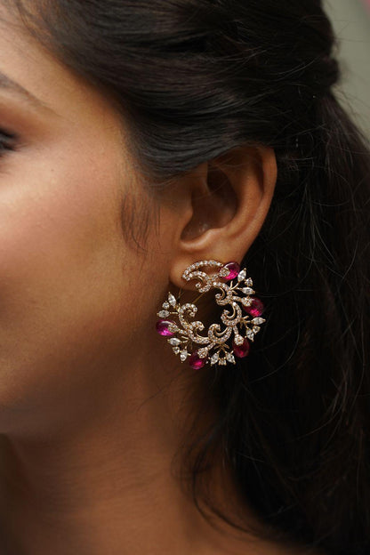 Rabiya Indo Western Studs | Antique Gold - Attrangi