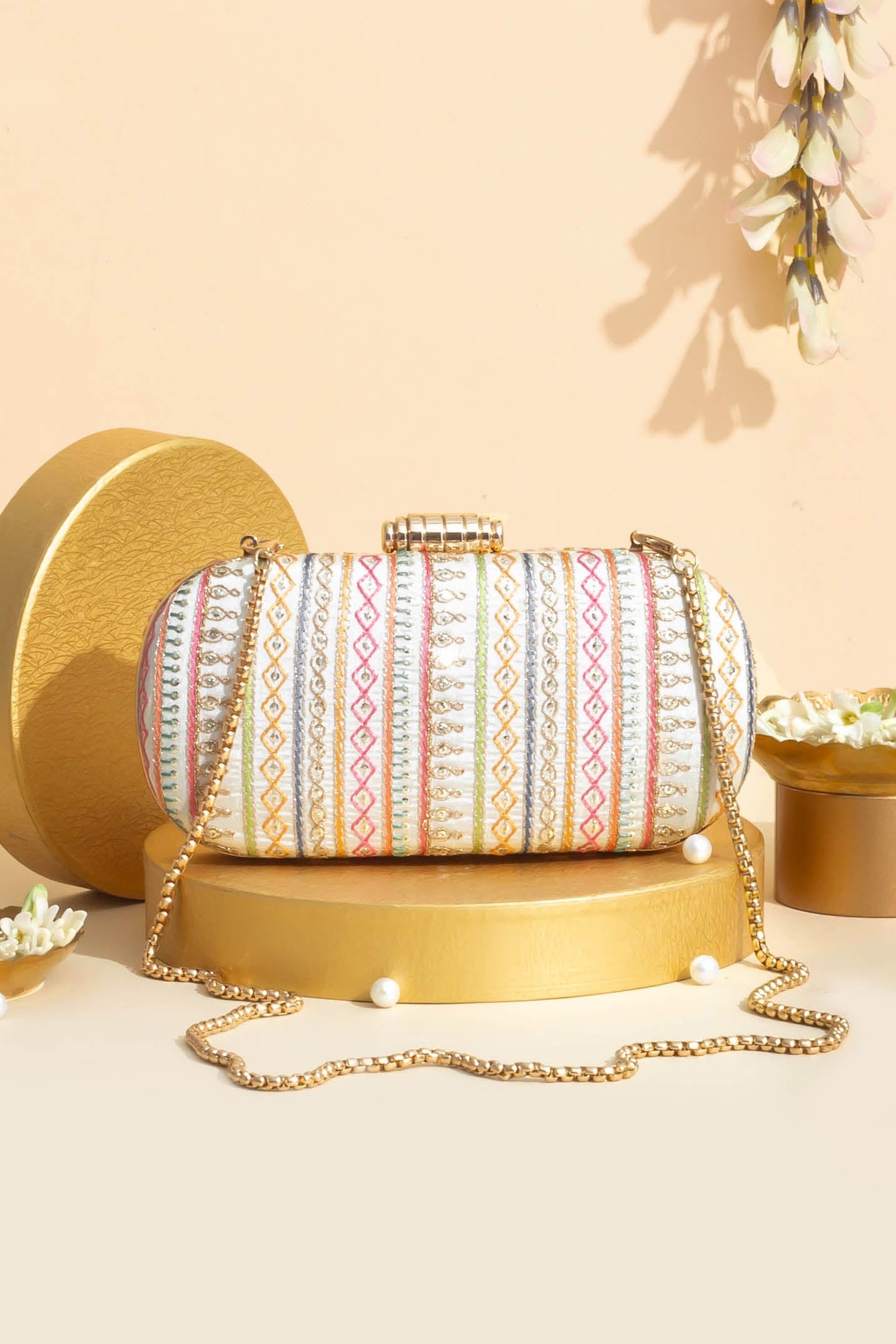 AMYRA - Raha Embroidered Capsule Clutch