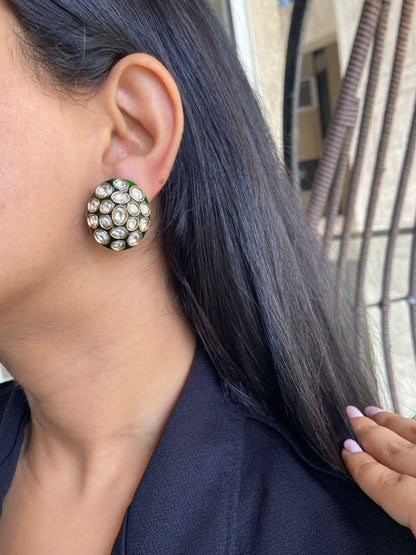 Rashmi Polki Meenakari Indian Earrings | Studs - Attrangi