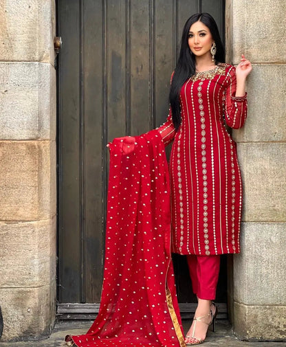 Faux Georgette Sequence Moti work Kurti Pant Dupatta Set - Premium  from Ethenika.com - Just INR 2590! Shop now at Ethenika.com 