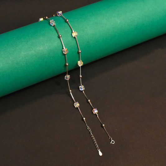 Asp Crystal Swarovski 925 Sterling Silver Minimal Design Anklets
