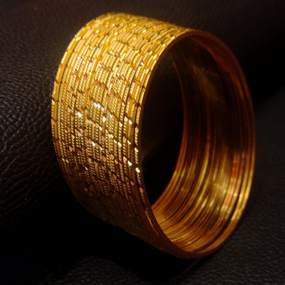 Diamond Cut Gold Bangles Set of 24 - Thin Daily Wear 24K Plated