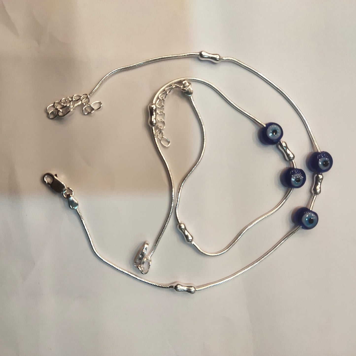 Stylish Asp Sterling Silver Evil Eye Beaded Anklets