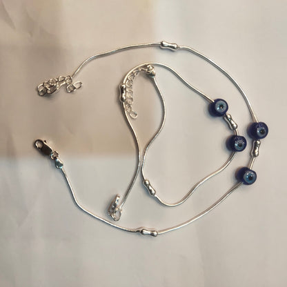 Stylish Asp Sterling Silver Evil Eye Beaded Anklets