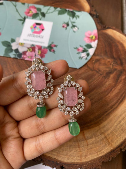 Rose Quartz Mid Sized Earrings - Attrangi