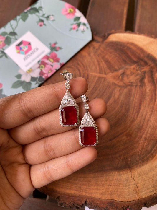 Ruby Mania Diamond Dangler Earrings | Daily Wear - Attrangi