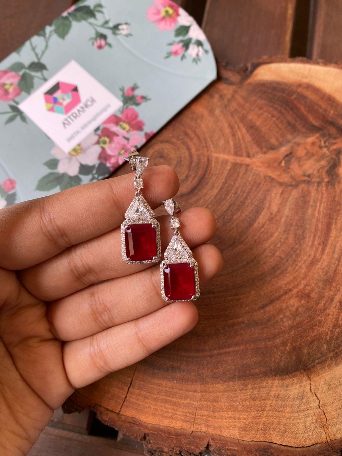 Ruby Mania Diamond Dangler Earrings | Daily Wear - Attrangi