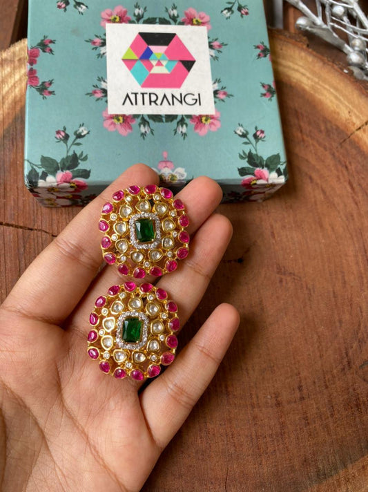 Rudra Ruby Emerald Studs - Attrangi
