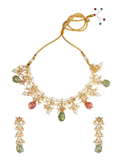 Saavitri Pastel Polki Necklace Set - Attrangi