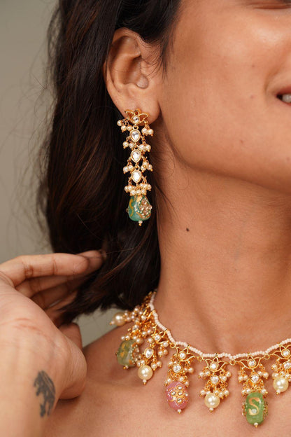 Saavitri Pastel Polki Necklace Set - Attrangi