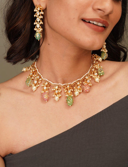 Saavitri Pastel Polki Necklace Set - Attrangi