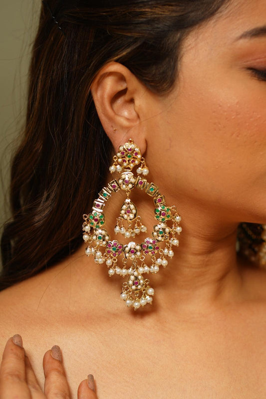 Sana Oversized Jadaau Multi Chandbali - Attrangi