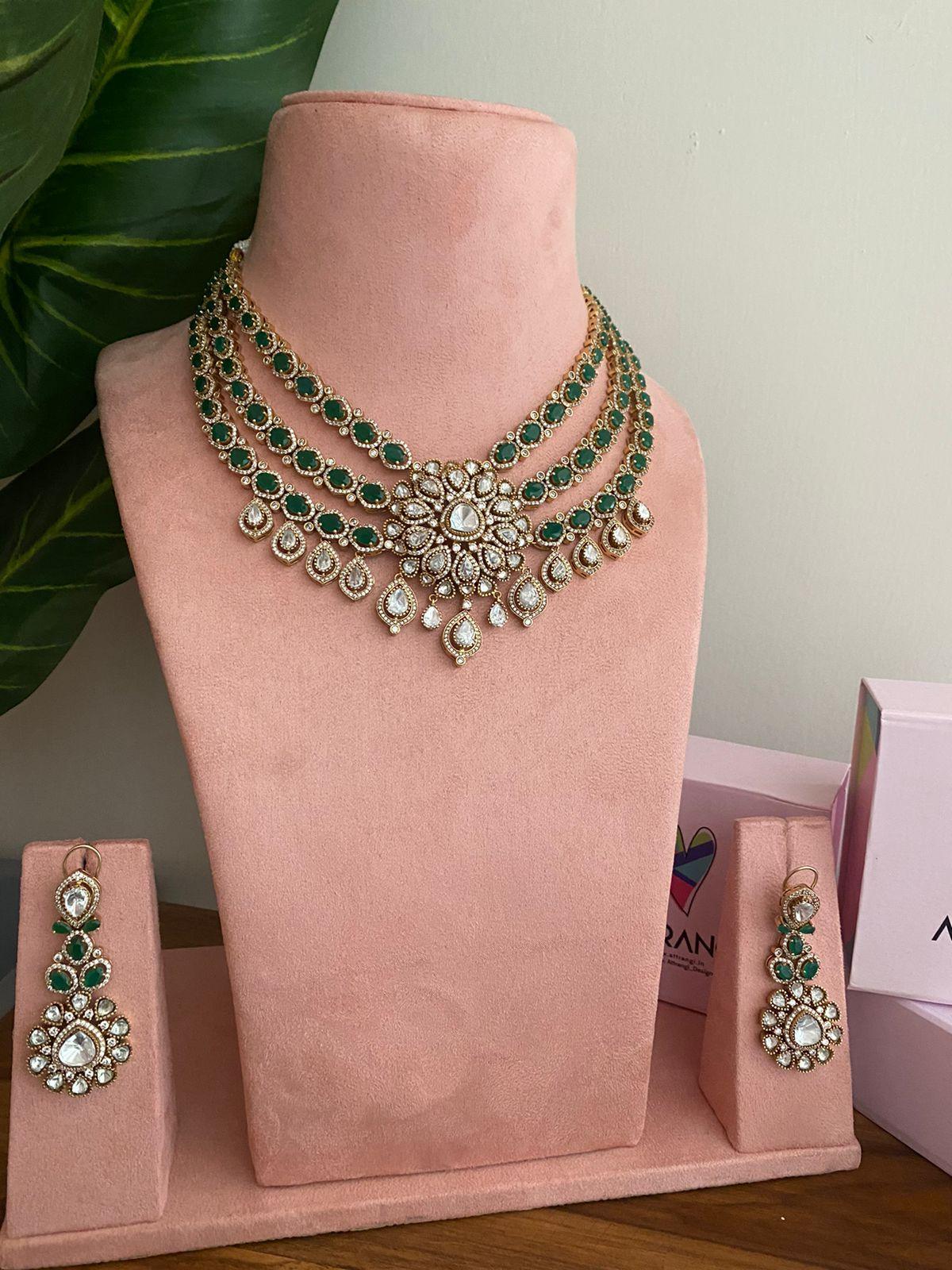 Sarah 3 Layer Emerald Necklace - Attrangi