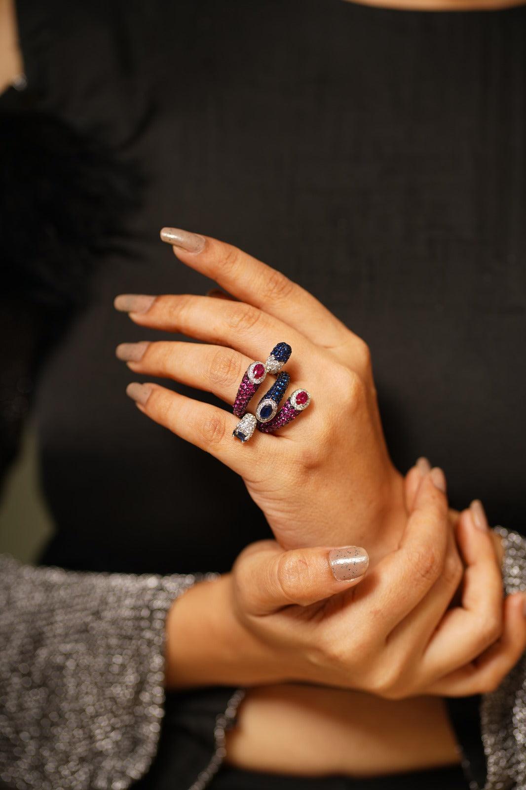 Sasa Designer Diamond Cocktail Ring - Attrangi