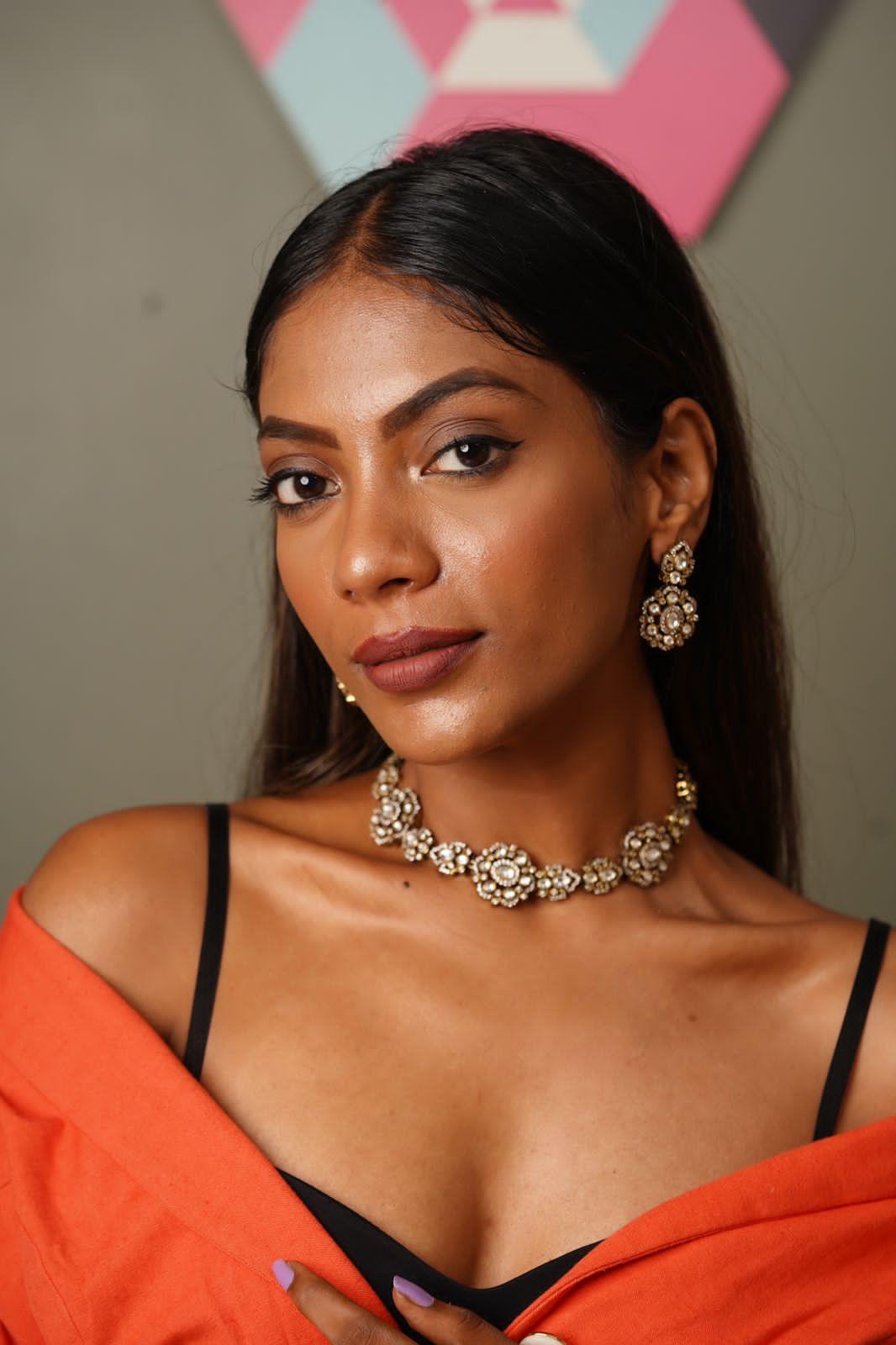 Sasha Basic Victorian Polki Choker / Necklace Set - Attrangi