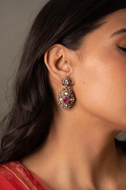 Sasha Victorian Mid Sized Polki Dangler Earring - Attrangi