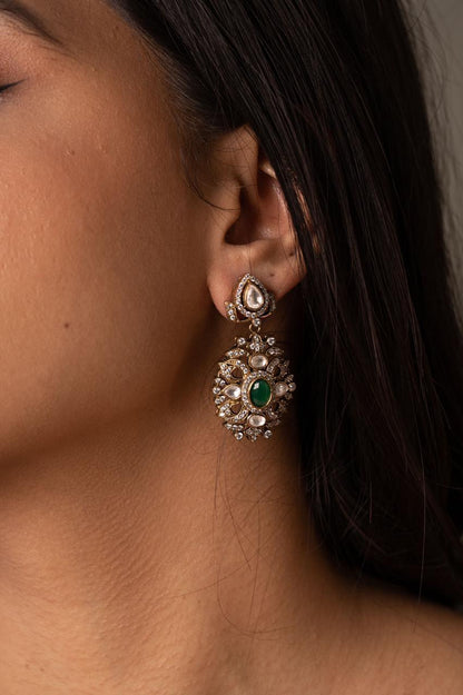 Sasha Victorian Mid Sized Polki Dangler Earring - Attrangi