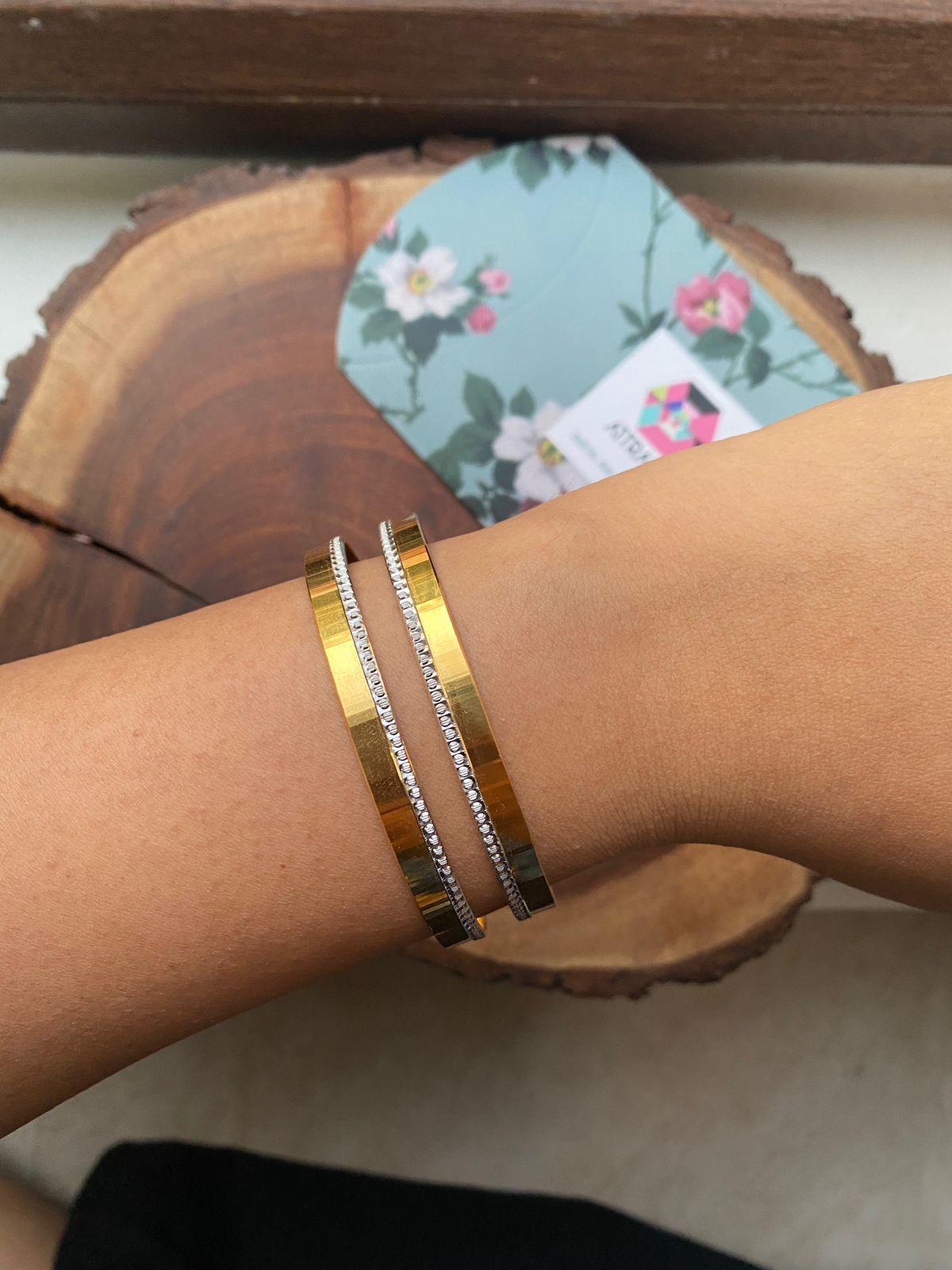 Seeta Diamond Rim | CNC Gold Plated Bangles - Attrangi