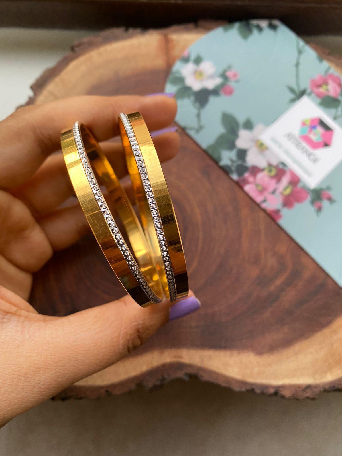 Seeta Diamond Rim | CNC Gold Plated Bangles - Attrangi