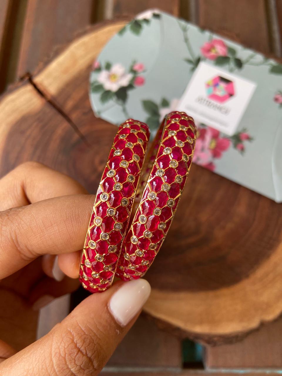 Shambhavi Potta Meenakari Bangles - Attrangi