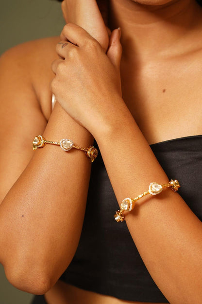 Sharmila Moissanite Indo Western Bangles | Uncut Diamond - Attrangi