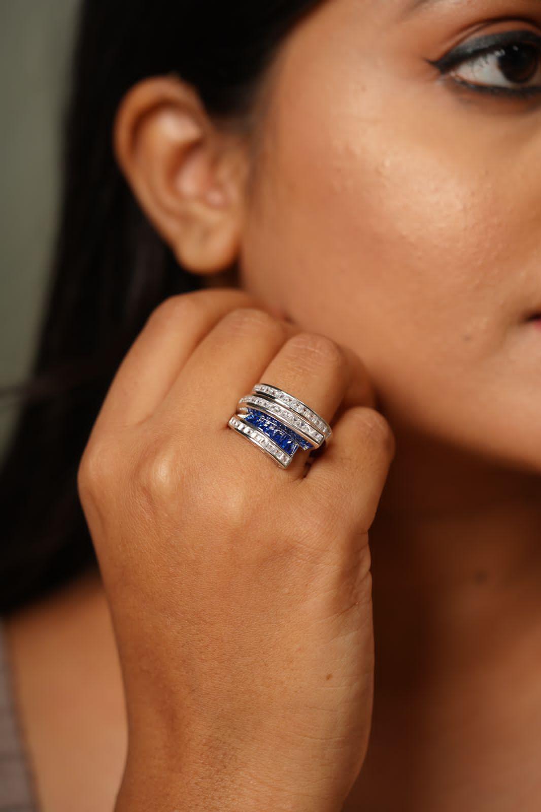 Sharpay Diamond Cocktail Ring With Invisible Setting - Attrangi