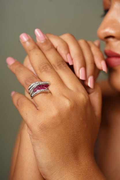 Sharpay Diamond Cocktail Ring With Invisible Setting - Attrangi